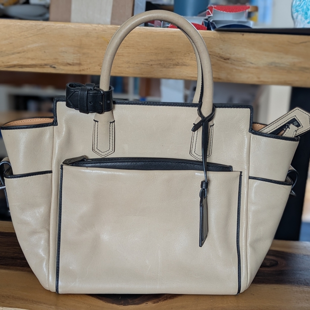Authentic Reed Krakoff bag Atlantique Cream Black Trim. Original Tags $1400 MSRP
